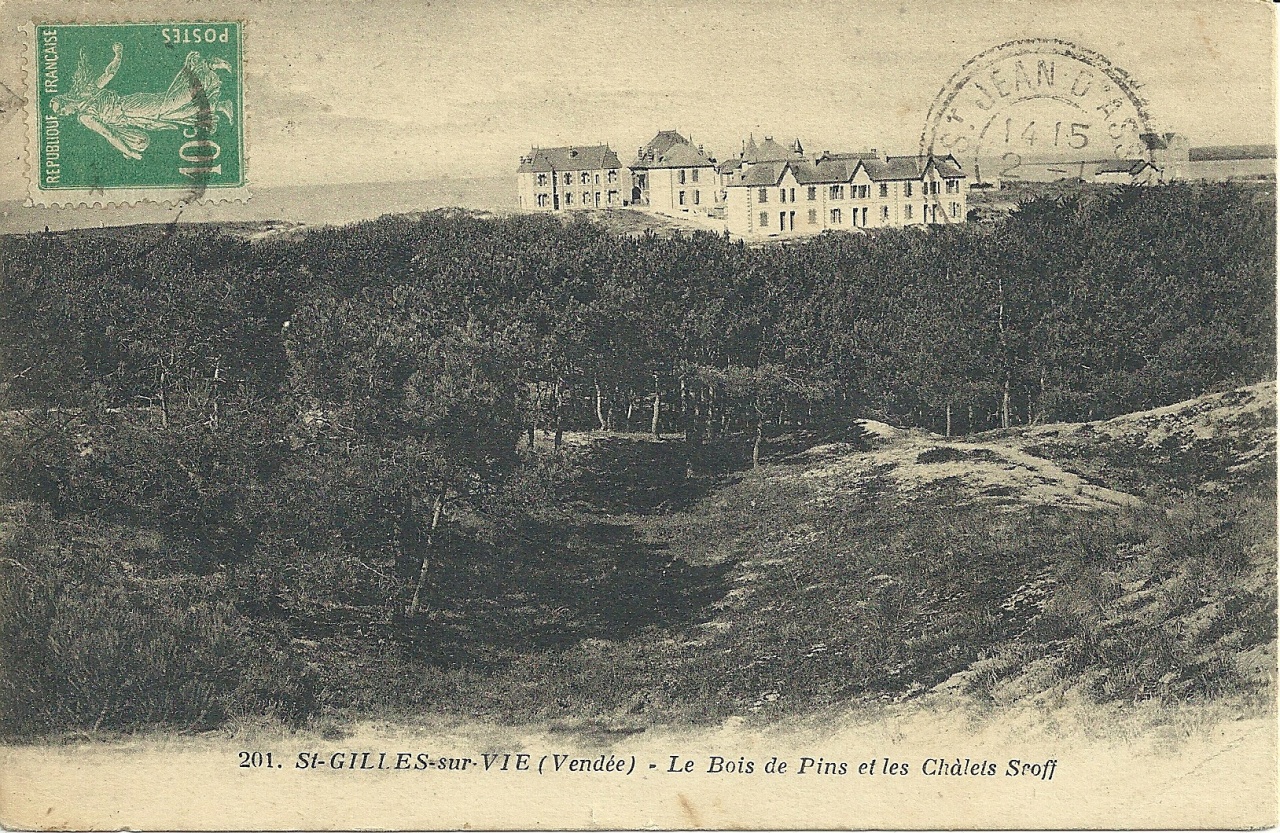 St-Gilles-sur-Vie, le bois de pins et les chalets Sroff.