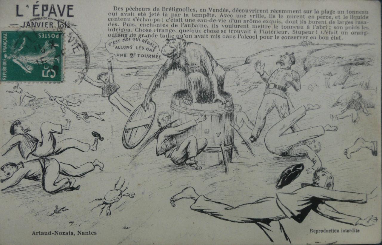 Caricature de l'histoire du singe.