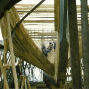 Croix-de-Vie, construction d'un bateau en bois.