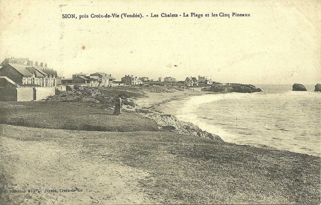 Sion, la plage, les chalets et les cinq pineaux.