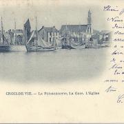 Croix-de-Vie, la poissonnerie, la gare, l'église.