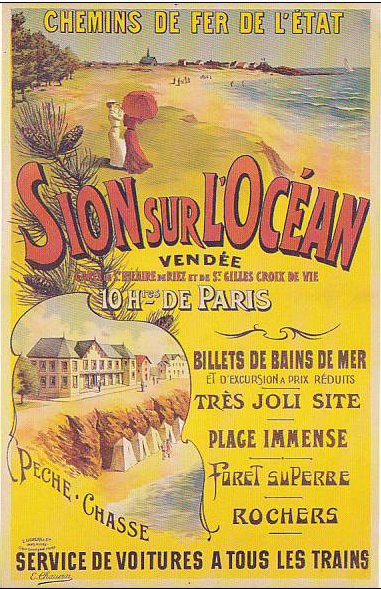 Sion-sur-l'Océan, carte publicitaire des chemins de fer Français.