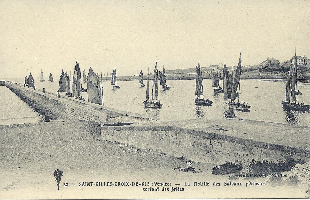 St-Gilles-Croix-de-Vie, la flotille sortant du port.