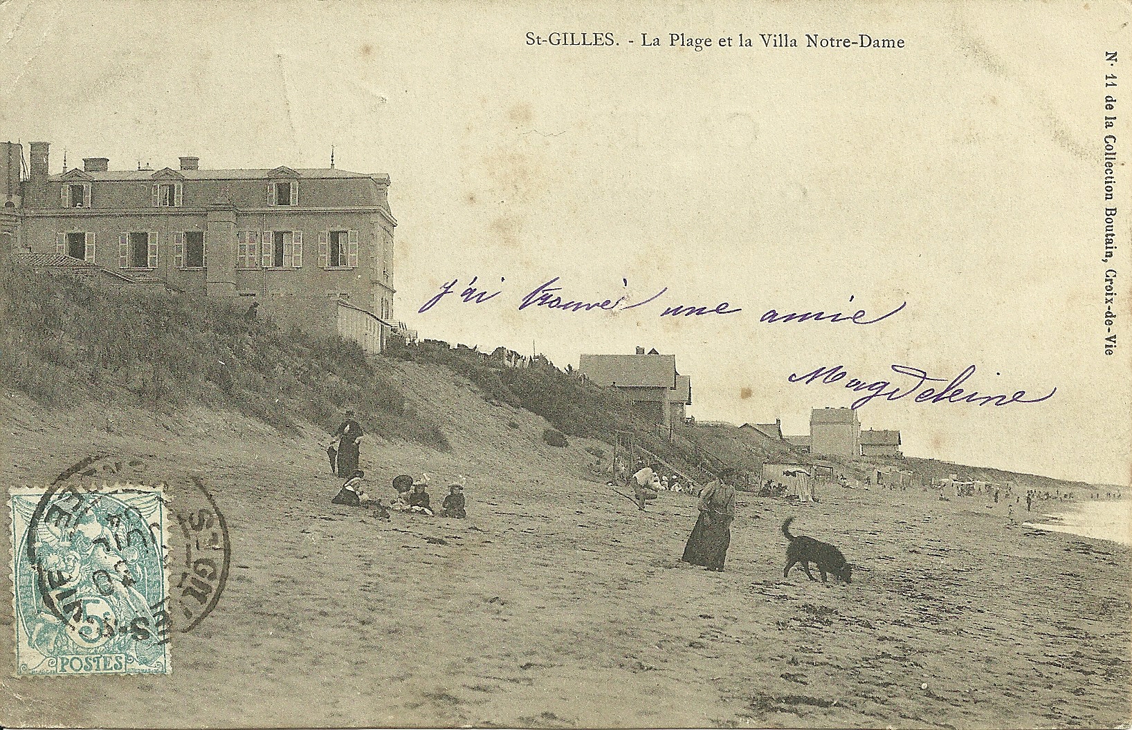 Saint-Gilles-sur-Vie, la plage et la villa Notre-Dame.